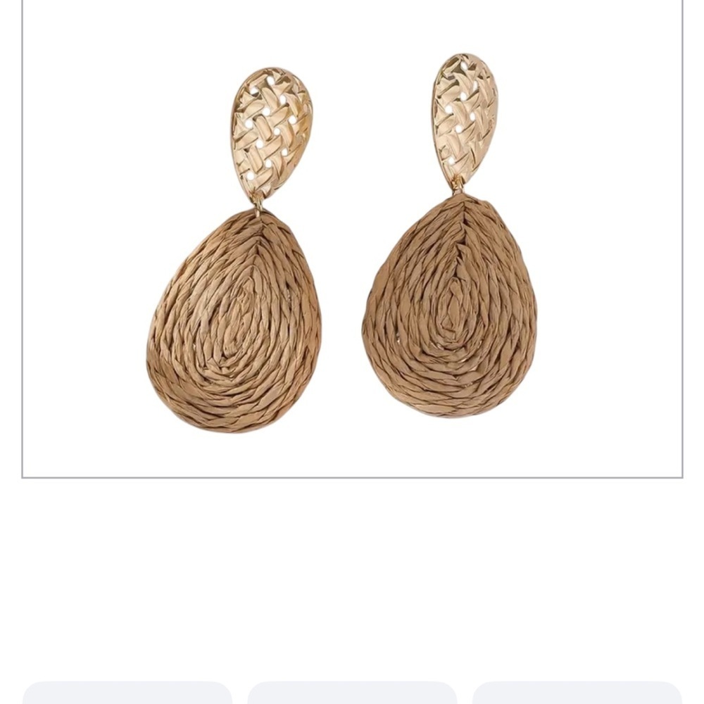 Woven Raffia Teardrop Earrings